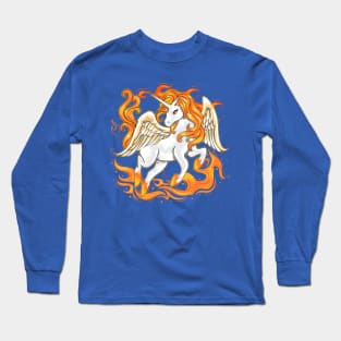 Fiery Unicorn Pegasus Pony Long Sleeve T-Shirt